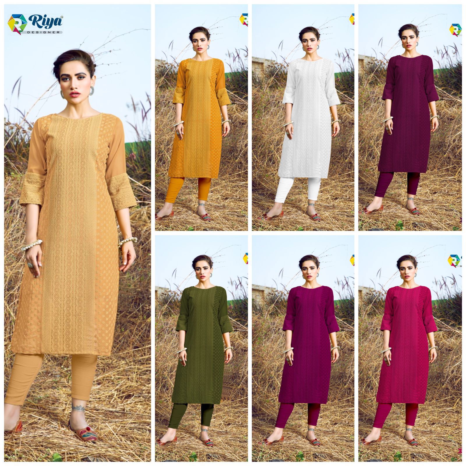 Riya Shifali New Designer Fancy Wear Georgette Kurti Collection